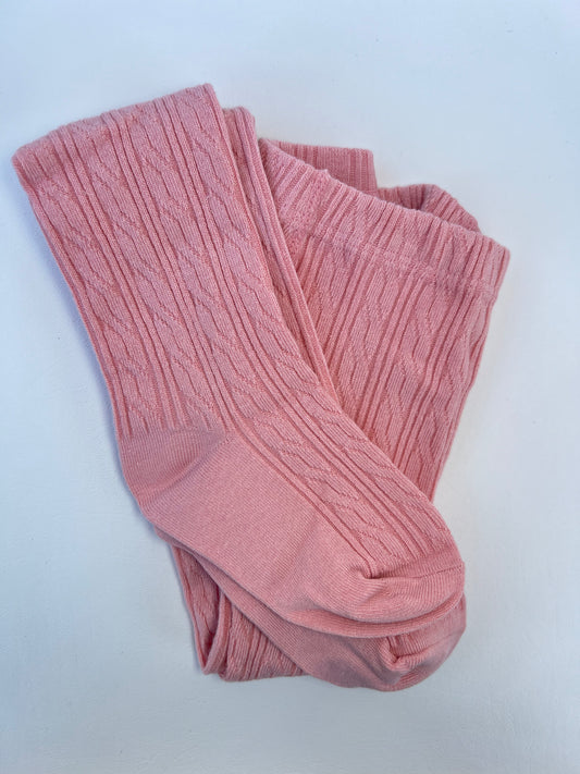 Quartz Pink Cable Knit Tights