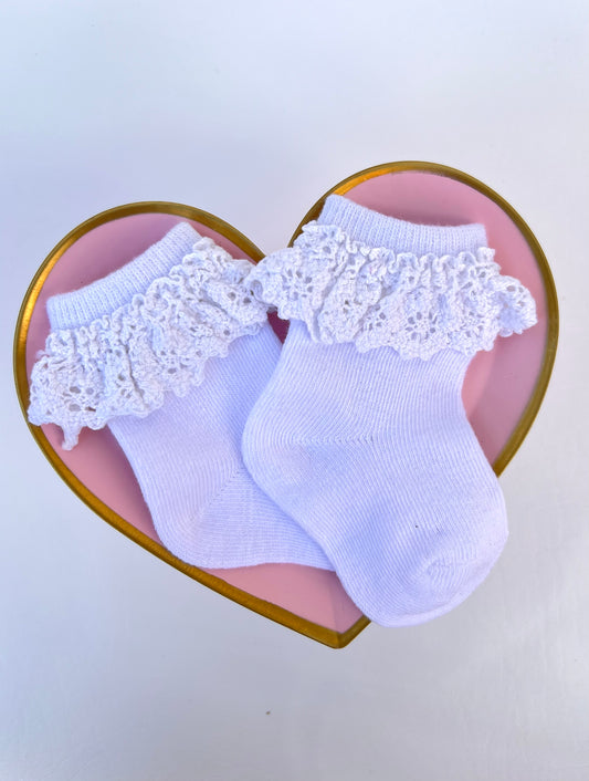 White Lace Midi Sock, 3 pack